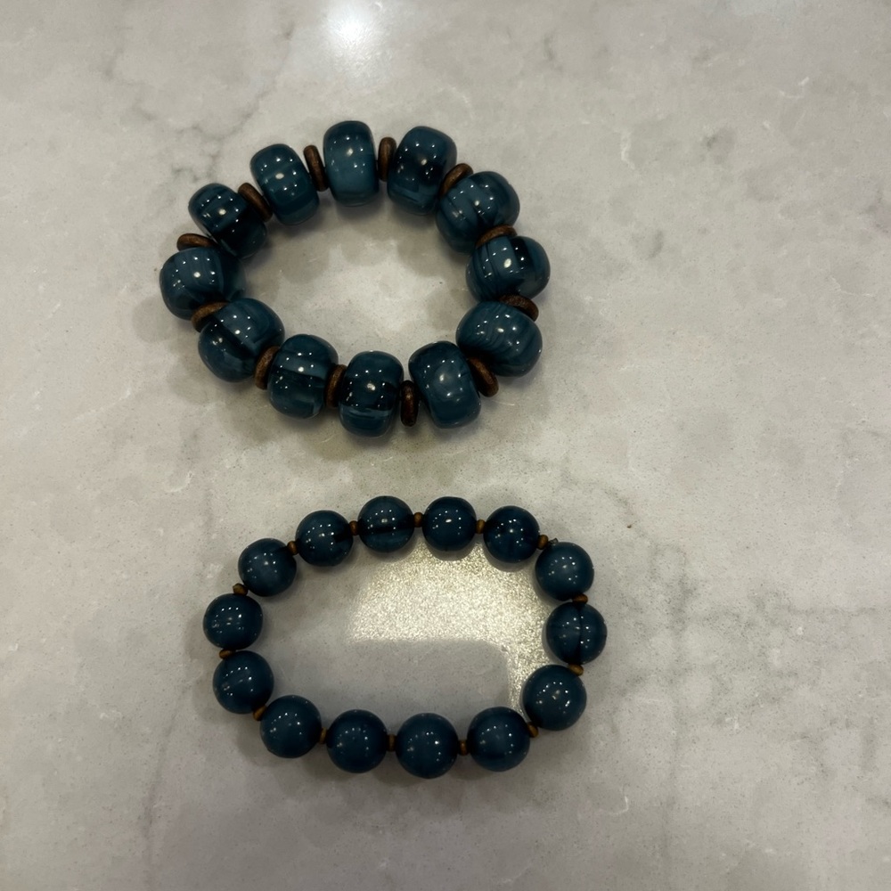 Blue Beaded Bracelets Set